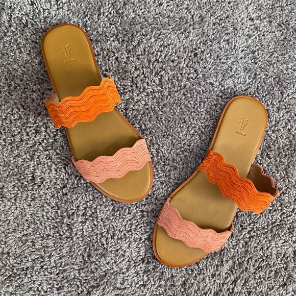 Frye Shoes - FRYE Mira Wave Tangerine Slide Sandals Summer Beach Tropical Size 8